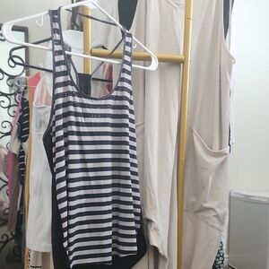 lululemon athletica Black and Gray Striped Tank Top